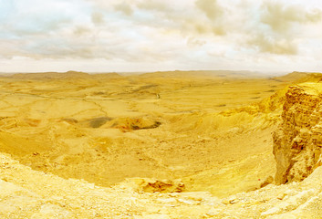 Panoramic sunset view of Makhtesh (crater) Ramon