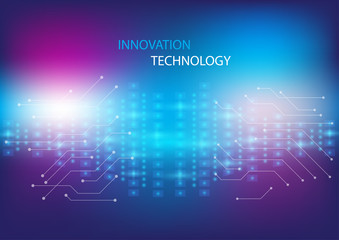 Abstract innovation and technology concept with circuit design and light effect concept background. Vector illustration.
