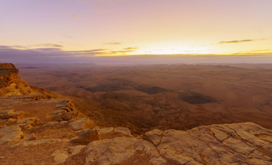 Sunrise view of Makhtesh (crater) Ramon