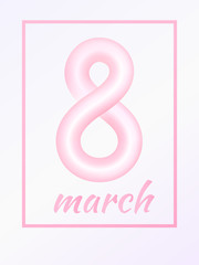 March 8 from light pink colored abstract rounded line