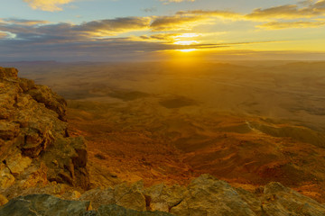Sunrise view of Makhtesh (crater) Ramon