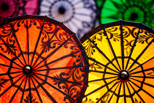 Traditional umbrellas in Myanmar