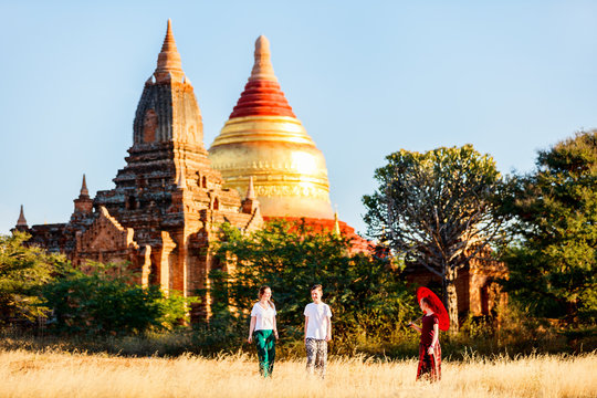 Family in Bagan Myanmar