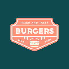burger logo. retro styled fast food emblem, badge.