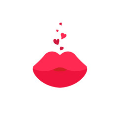 Red kiss lips Vector on white background. 