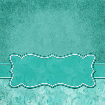 Teal Square Border With Rose Plush Fabric With Copy Space