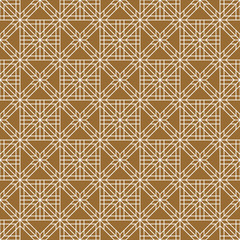 Seamless traditional Japanese ornament.Golden color background.White lines.