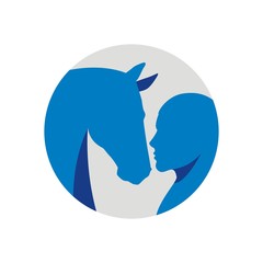 Silhouette of a man and a horse