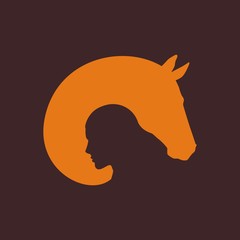 Silhouette of a horse's head and a man's face © Abundzu