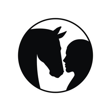 Silhouette of a man and a horse