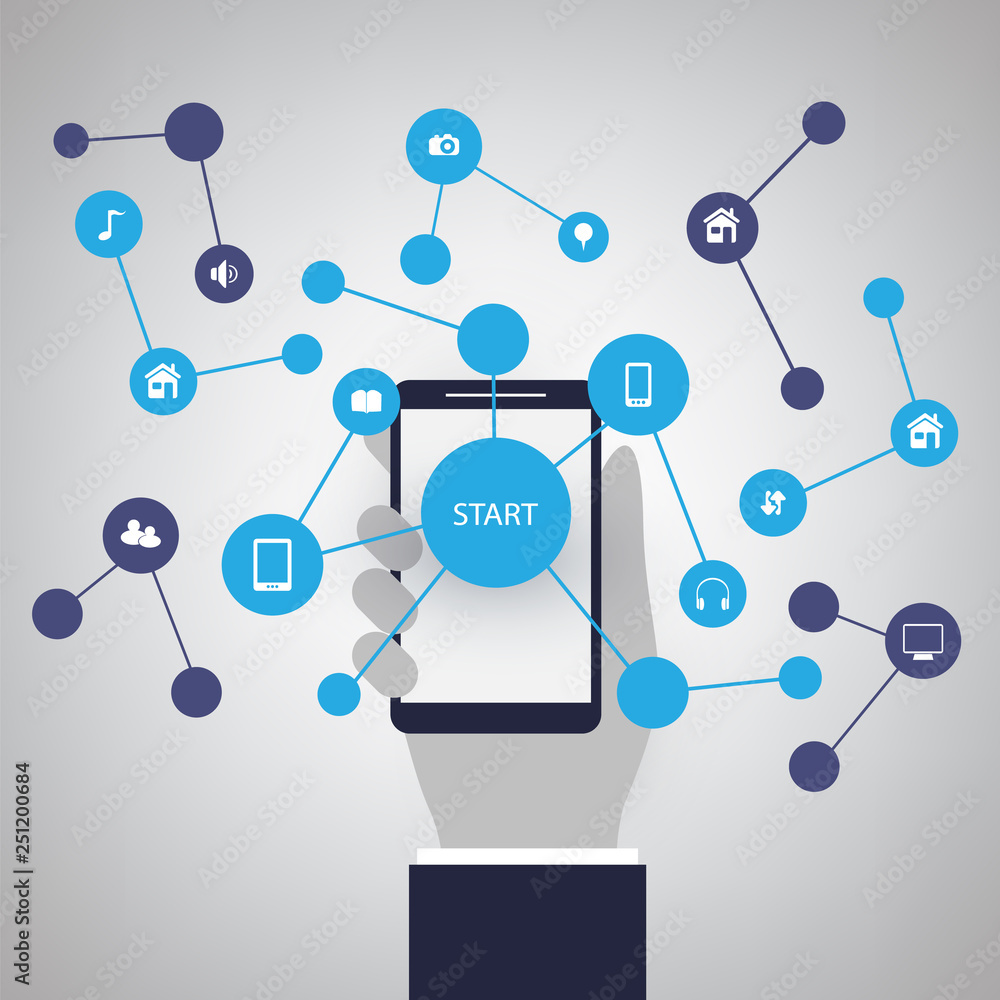 Poster internet of things, cloud computing design concept with icons - digital network connections, technol