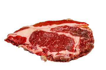 Obraz premium Entrecot (antrecot) marbled beef on white isolated background