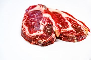 Entrecot (antrecot) marbled beef on white isolated background