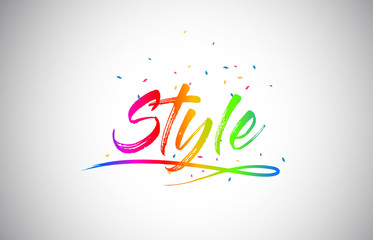 Style Creative Vetor Word Text with Handwritten Rainbow Vibrant Colors and Confetti.