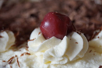 essen, dessert, obst, kuchen, rot, weiß, creme, cherry, backwaren, frisch, gesund, köstlich,...