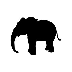 Elephant calf mammal black silhouette animal. Vector Illustrator	