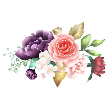 watercolor rose bouquet background