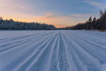 Fototapeta na wymiar winter sunset landscape