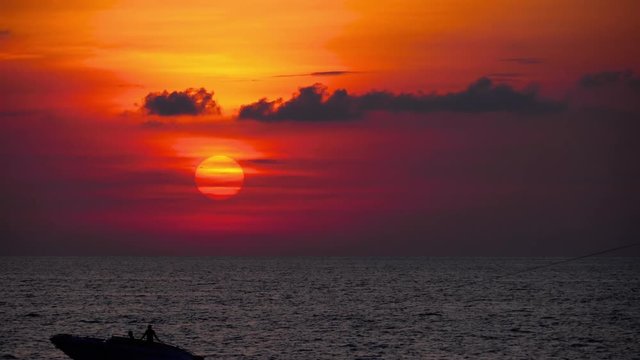Red sunset over ocean