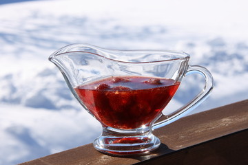 Strawberry jam in the sunlight 
