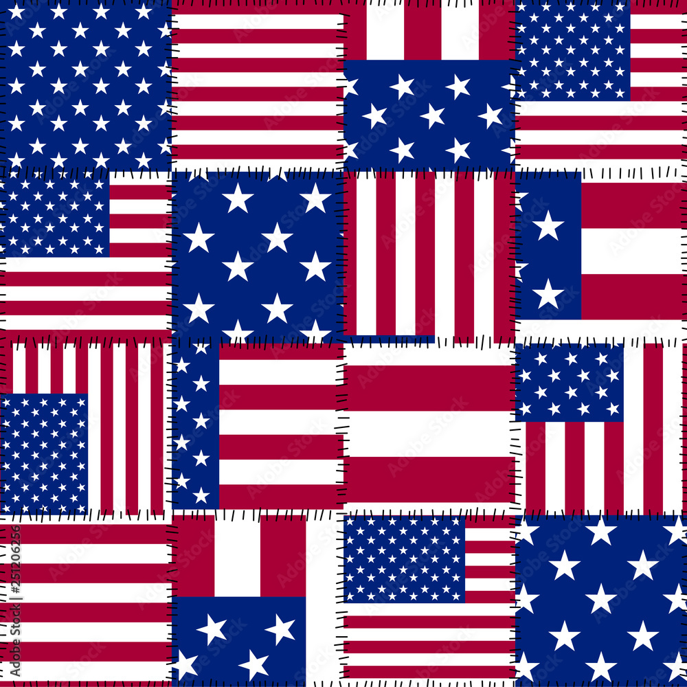 Poster Patchwork textile pattern. Seamless quilting design background.