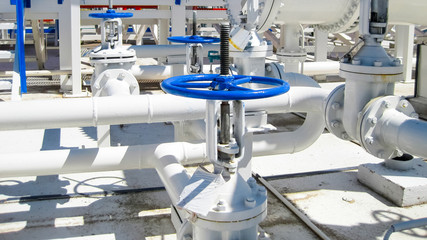 Heat exchangers in a refinery. Heated gasoline air cooler. The e