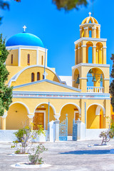The big Church of St.George at Oia village in Santorini Island in Greece