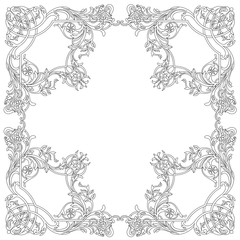 Black vintage baroque ornament, corner. Retro pattern antique style acanthus.