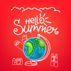 Hello summer concept. Summer travel vector illustration