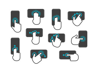 Modern smartphone and main operations with gestures on screen isolateв on white background