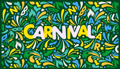 Fototapeta na wymiar Green yellow blue horizontal abstract banner. Horizontal carnaval design template with lettering logo