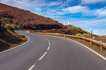 Great view from the road and observatory near the Teide volcano. Tenerife. Canary Islands..Spain