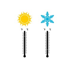 The thermometer icon, High and Low temperature