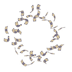 Chinese yuan notes falling. Sparse CNY bills on wh