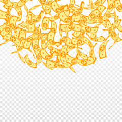 Korean won notes falling. Floating WON bills on tr