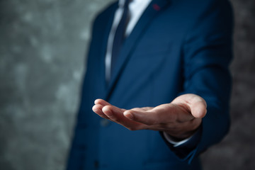 Fototapeta premium business man hand empty palm in screen