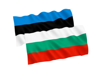 Flags of Estonia and Bulgaria on a white background