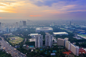Fototapeta na wymiar Beautiful Senayan stadium complex at dawn time