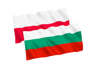 Flags of Poland and Bulgaria on a white background