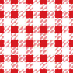 Seamless large red check pattern. Vintage restaurant check tablecloth style.