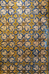 Decorative tiles (or azulejos) in a wall in the Iberian peninsula