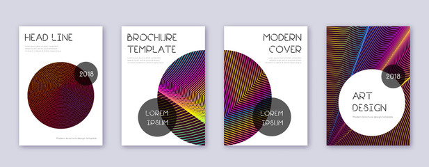 Trendy brochure design template set. Rainbow abstr