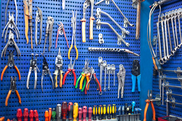 workbench with many tools