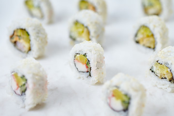 Sushi on marble board