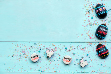 Chocolate eggs and bunnies shaped a frame