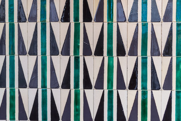 Decorative tiles (or azulejos) in a wall in the Iberian peninsula