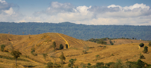 landscape with mountains and blue sky