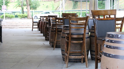 tables and chairs in cafe