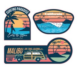 Surfing set prints stickers patches posters 