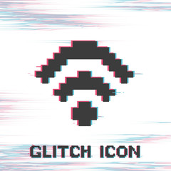 Obraz premium Wi-fi glitch effect vector icon. Wifi icon. Pixel art of wi fi sign. 8 bit